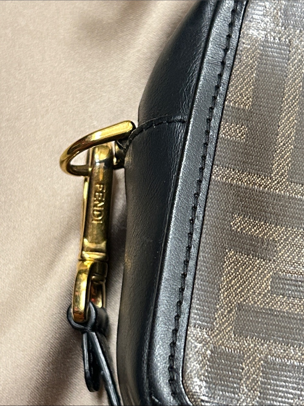 Fendi Brown Zucca Canvas Crossbody with Black Leather Trim - Picture 3 of 7